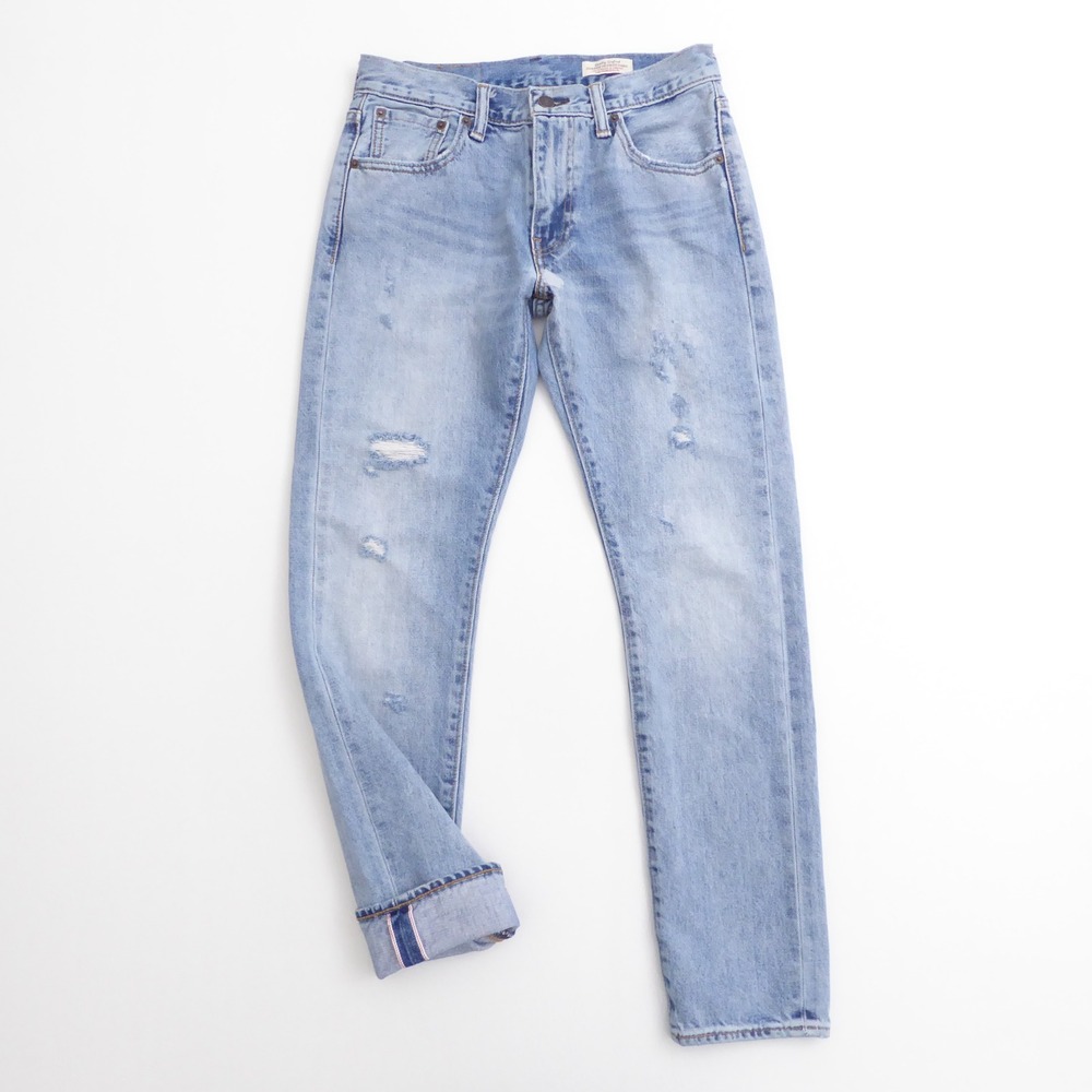 Levi's Women Jeans Blue 505 C Japanese Selvedge Distressed Denim W28 L30